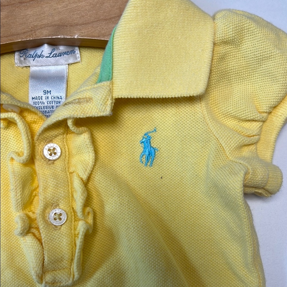 Baby Girls Ralph Lauren Yellow Baby Polo Onesie‎ - Picture 10 of 10